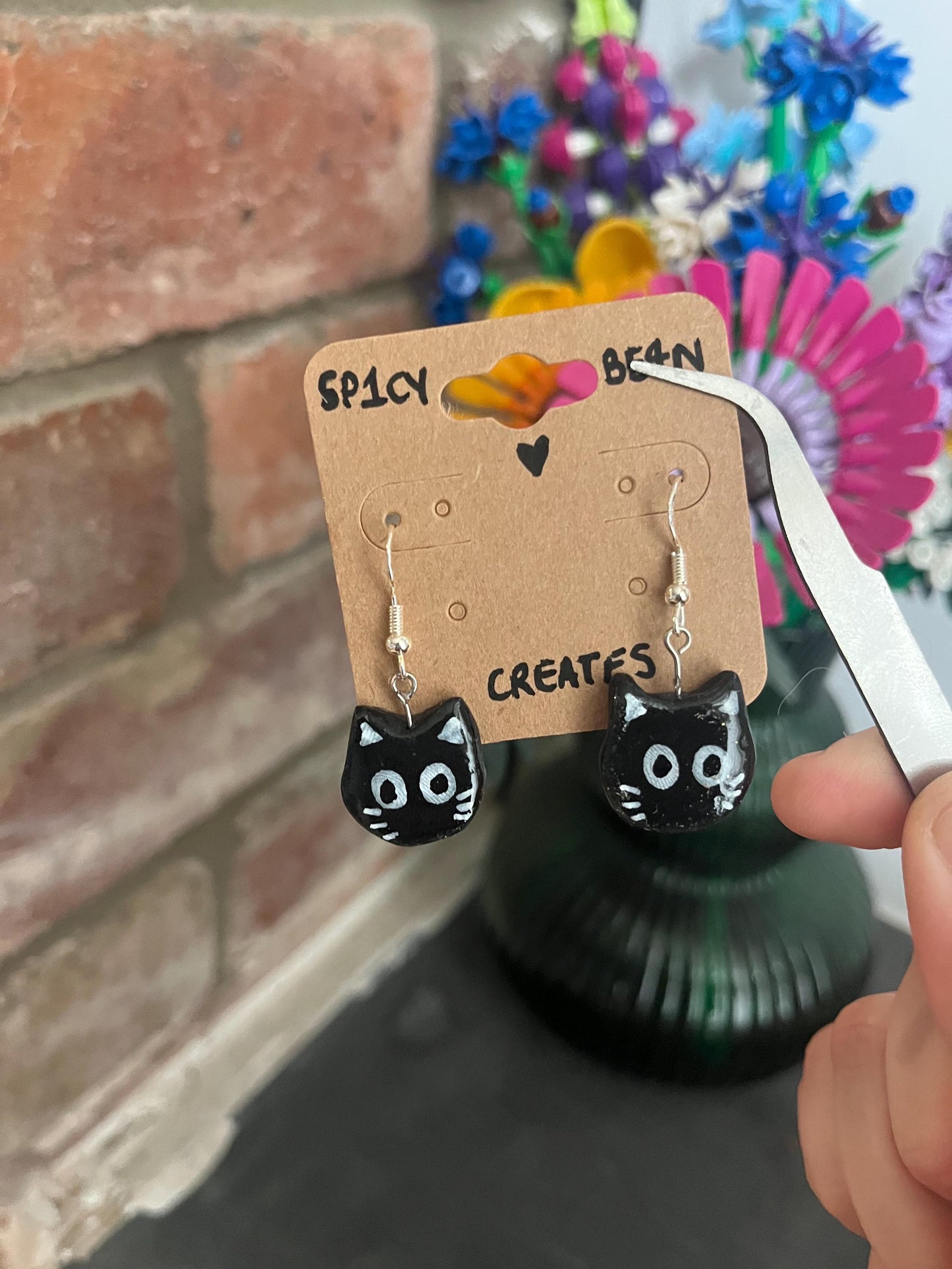 Creepy (but cute) Cat Earrings