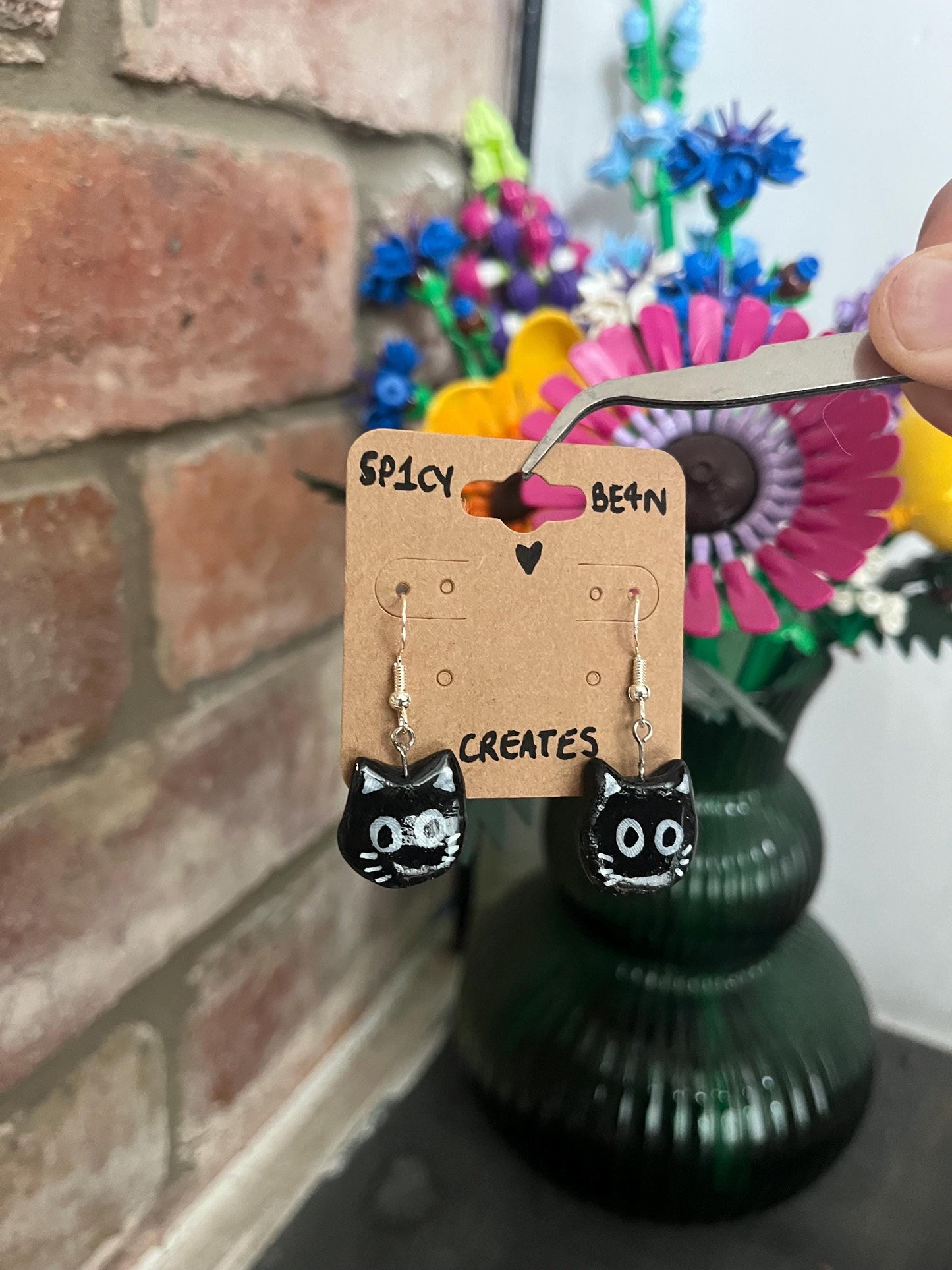 Creepy (but cute) Cat Earrings