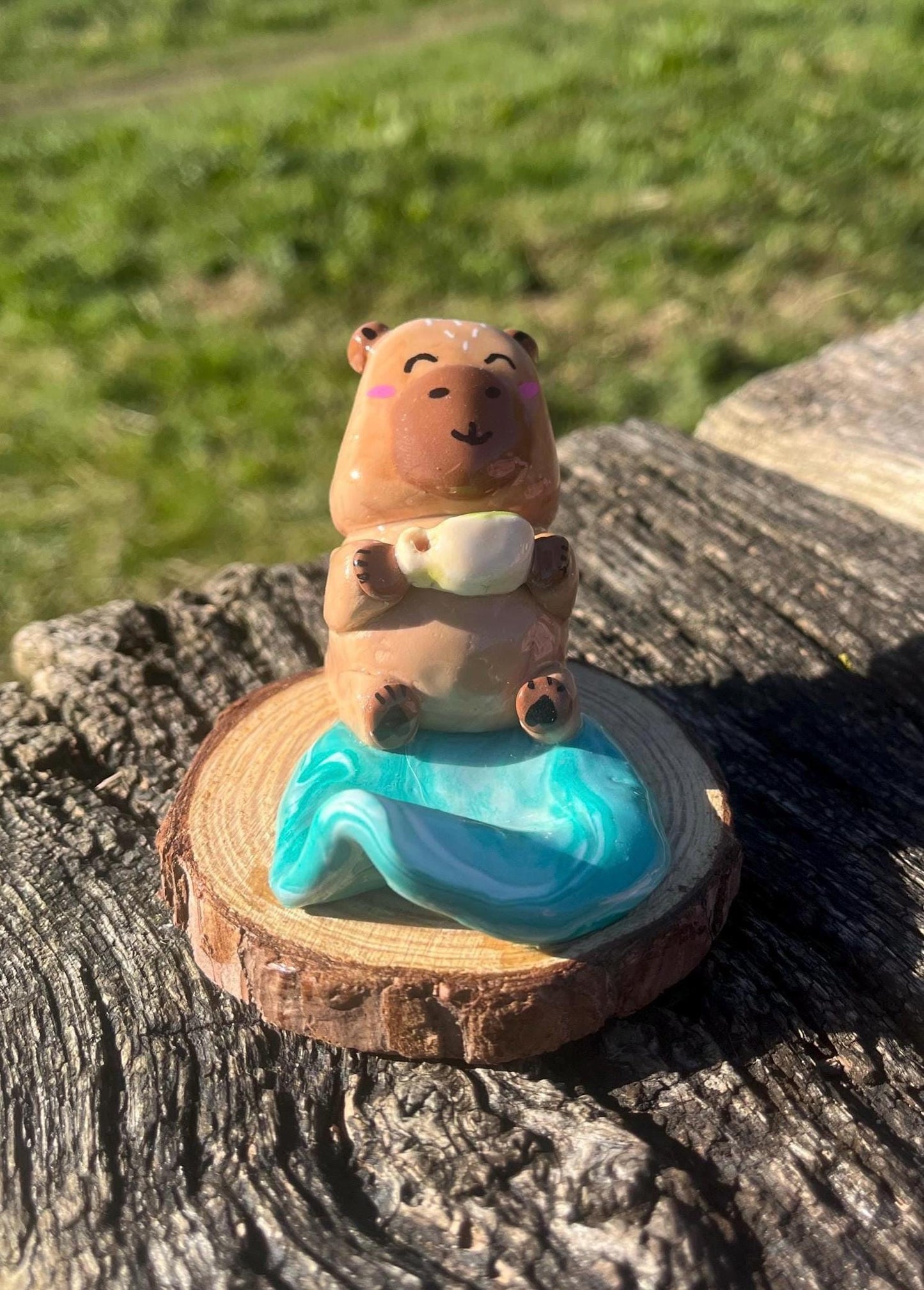 Capybara Sipping Matcha Phone Stand