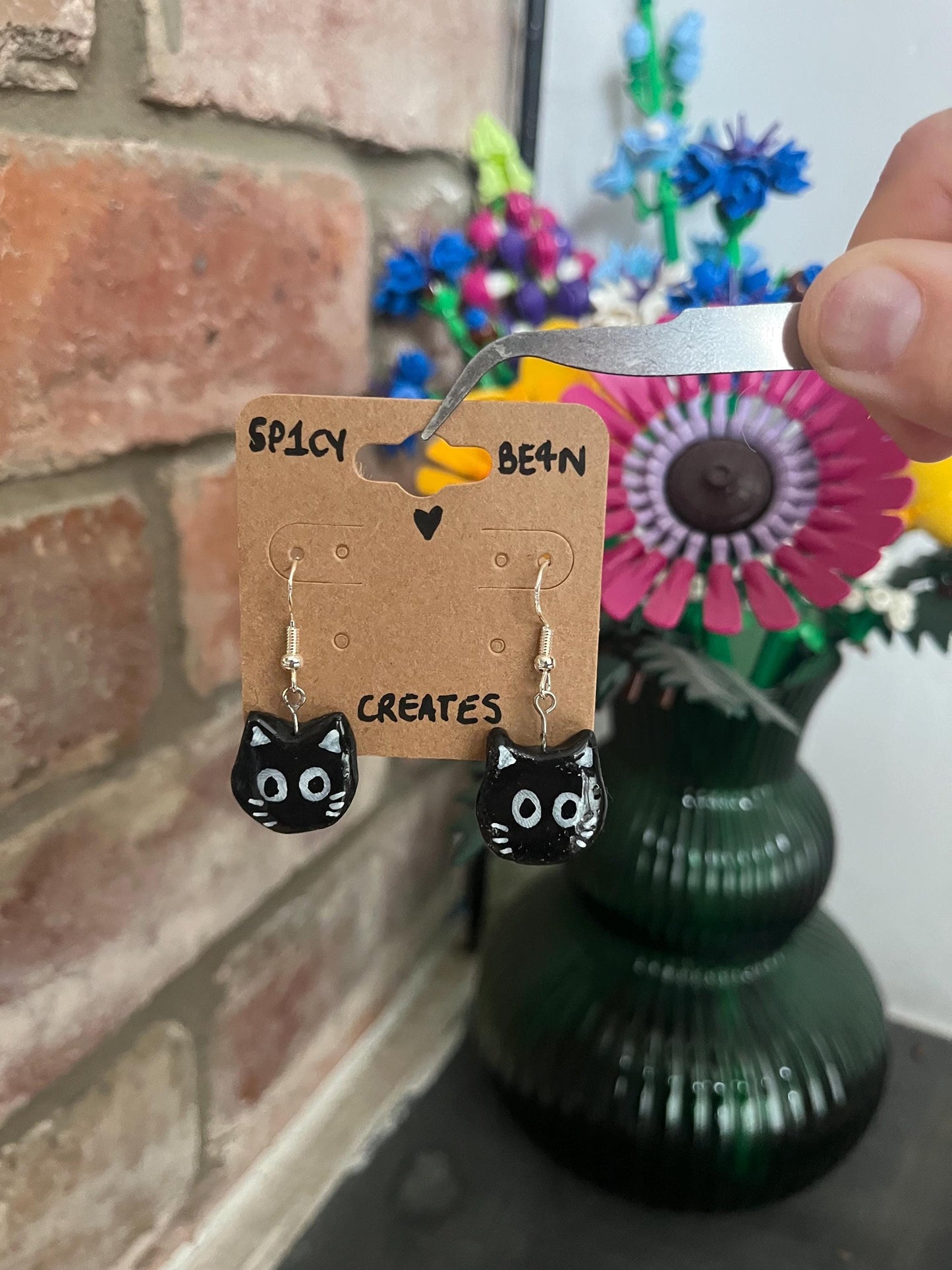 Creepy (but cute) Cat Earrings