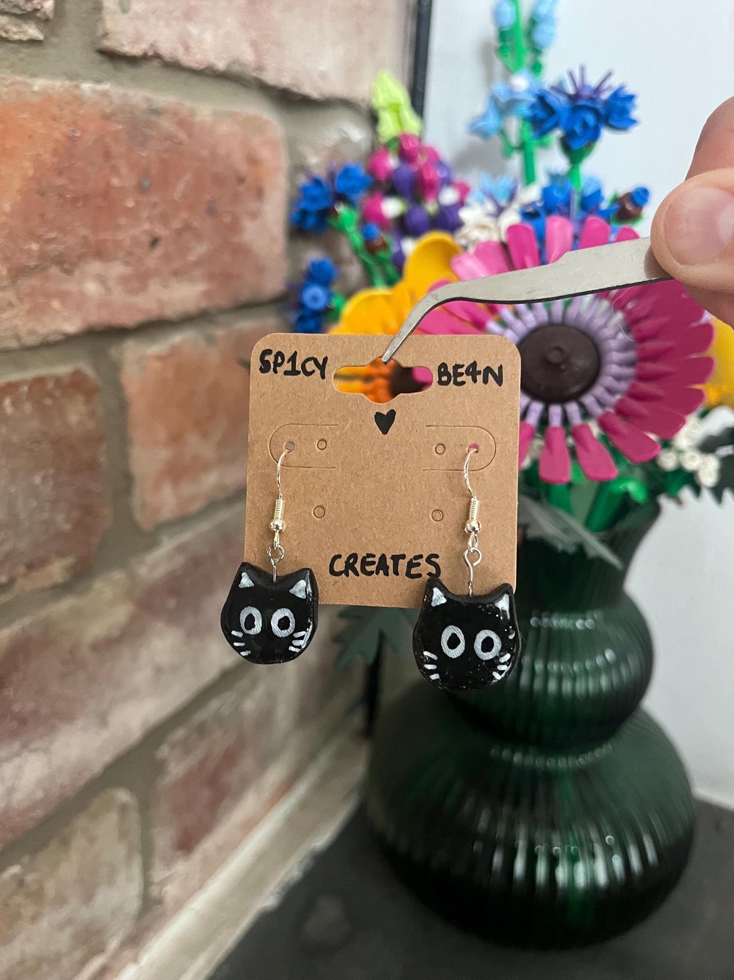 Creepy (but cute) Cat Earrings
