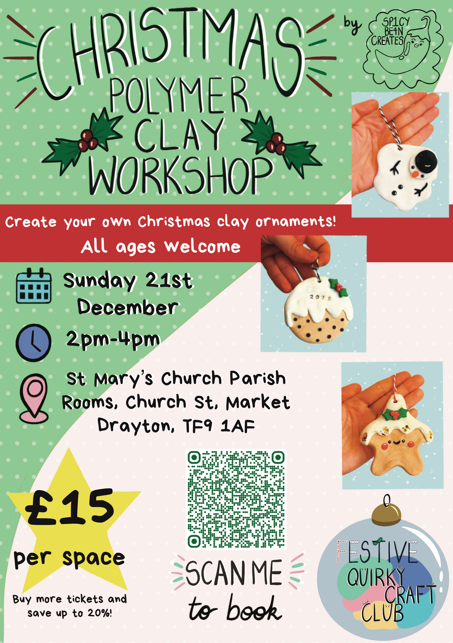 Christmas Polymer Clay Ornament Workshop – Market Drayton 21 Dec