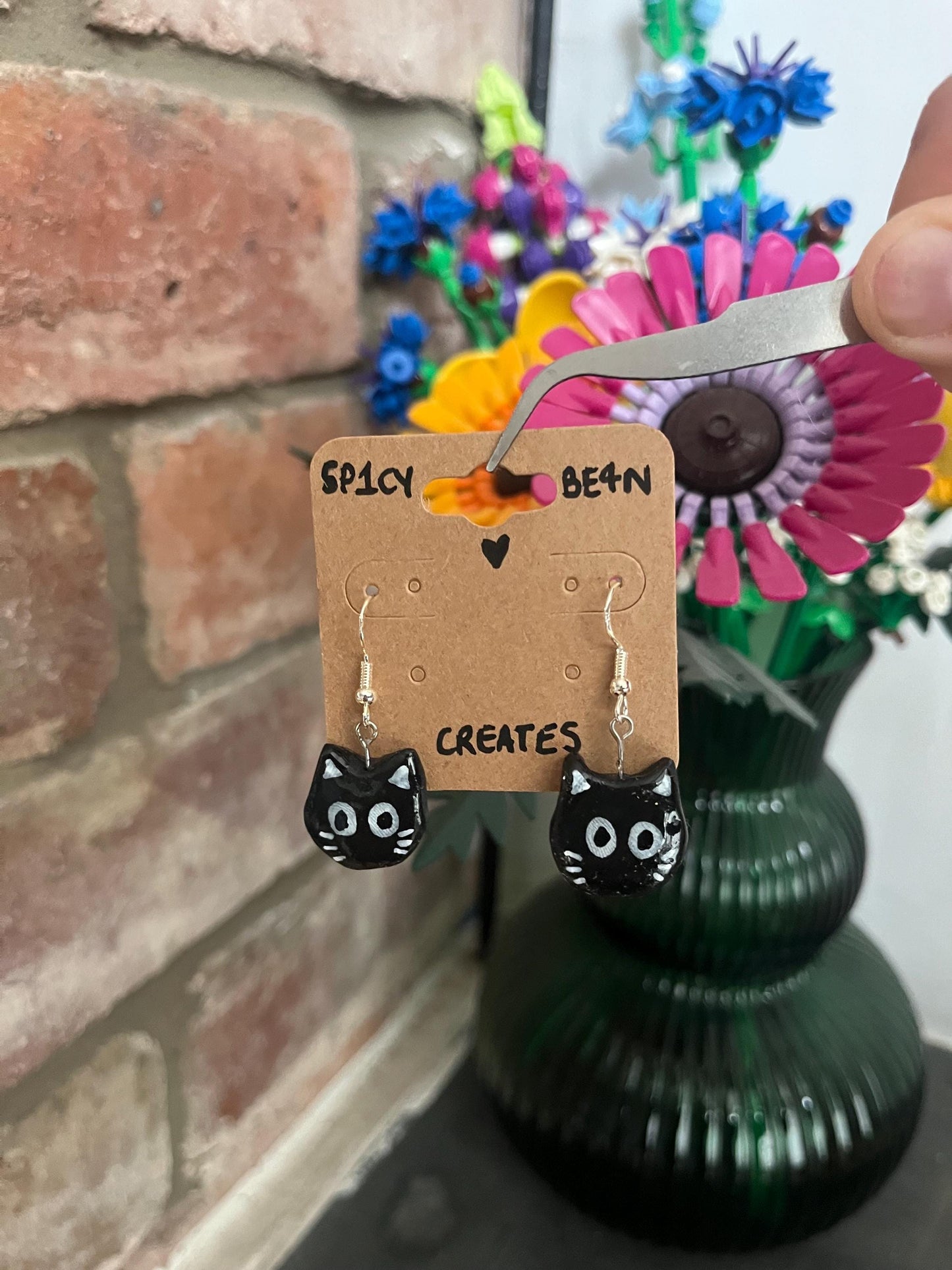 Creepy (but cute) Cat Earrings