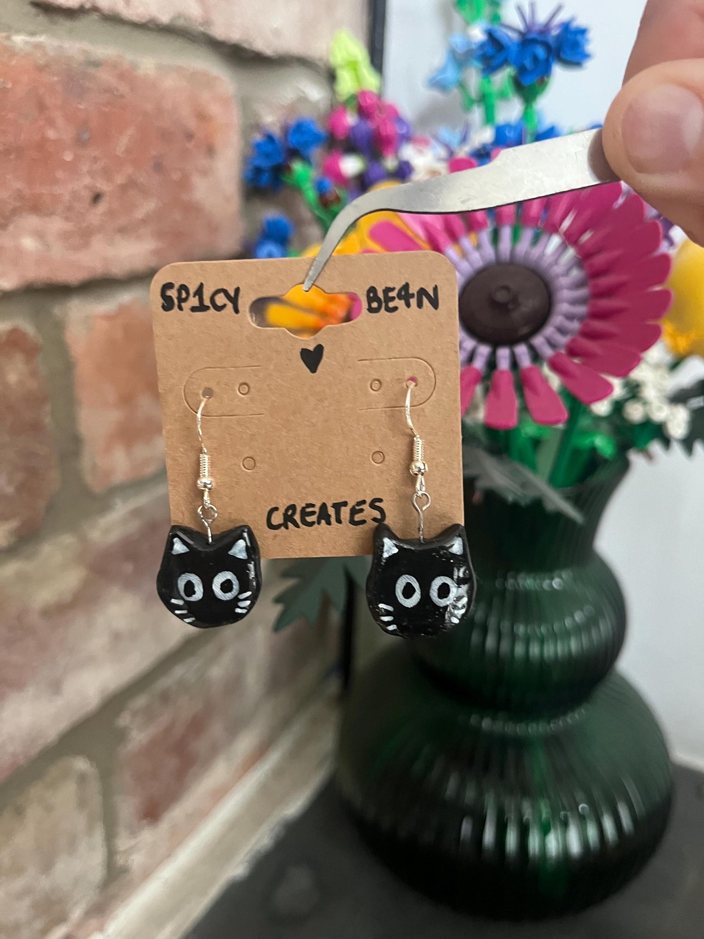 Creepy (but cute) Cat Earrings