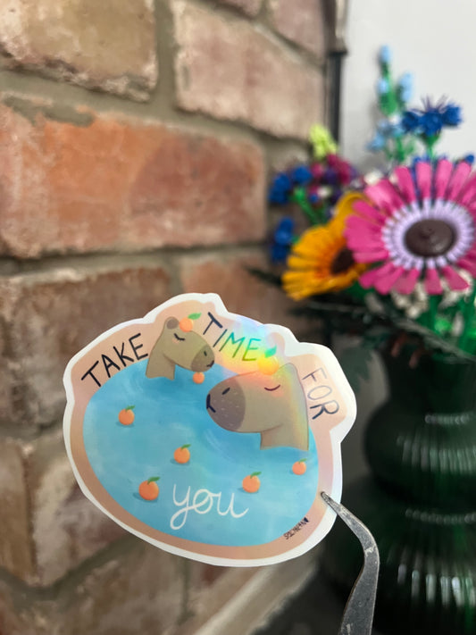 Take Time For You Capybara Sticker