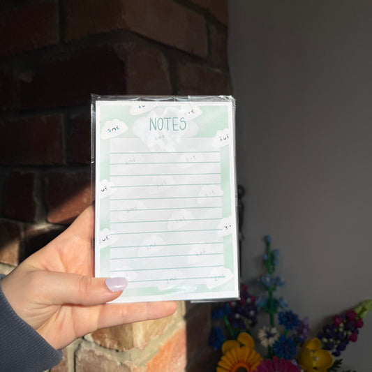 A6 Cloud Notepad – Cute Handmade Stationery in Multiple Pastel Colours (25+ Pages)