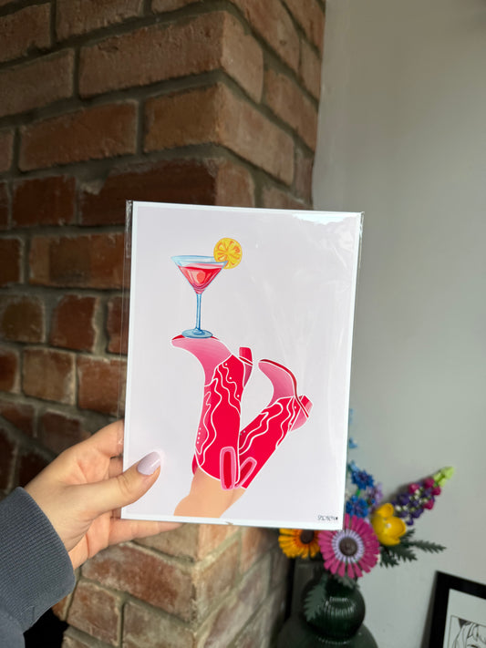 Cowgirl Cocktail Artwork Print - A5/A4