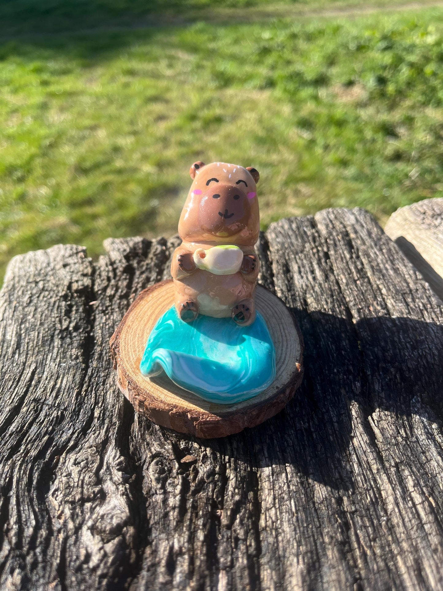 Capybara Sipping Matcha Phone Stand